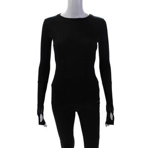 KORAL ACTIVEWEAR Womens Cutout Back Detail Long Sleeve Top Black Size XS